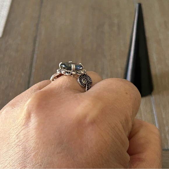 Mystic topaz/Mystic fire green topaz and marcasite 925 Silver  ring 10 - Picture 8 of 14